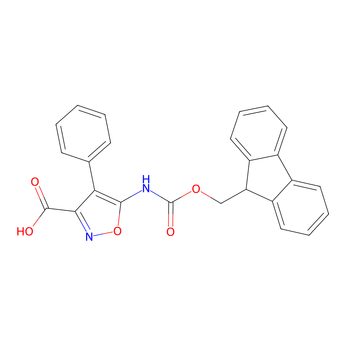 5-({[(9H-fluoren-9-yl)methoxy]carbonyl}amino)-4-phenyl-1,2-oxazole-3-carboxylic acid molecular structure, CAS 2580203-46-7