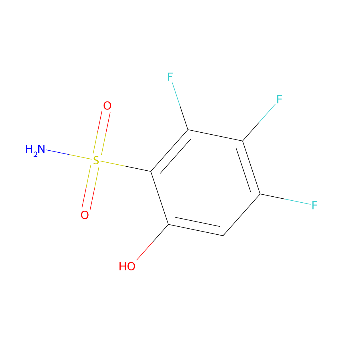 2,3,4-Trifluoro-6-hydroxybenzene-1-sulfonamide molecular structure, CAS 2580203-49-0