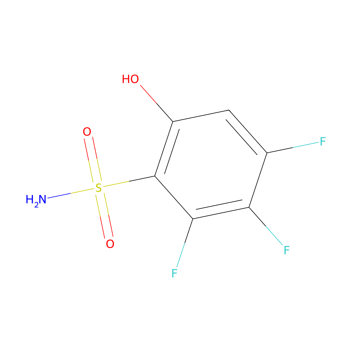 2,3,4-Trifluoro-6-hydroxybenzene-1-sulfonamide molecular structure, CAS 2580203-49-0