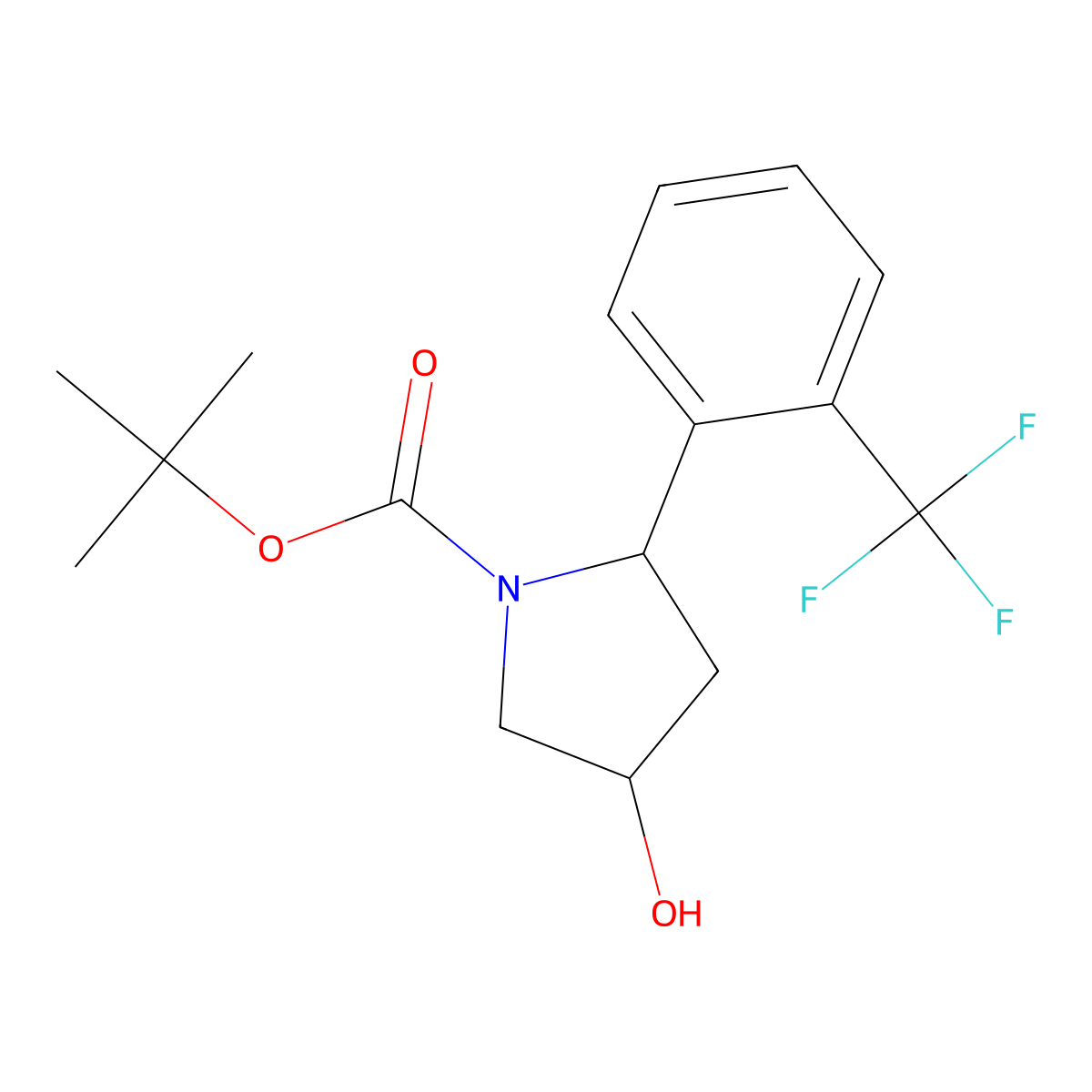 Tert-butyl 4-hydroxy-2-[2-(trifluoromethyl)phenyl]pyrrolidine-1-carboxylate molecular structure, CAS 2580203-60-5