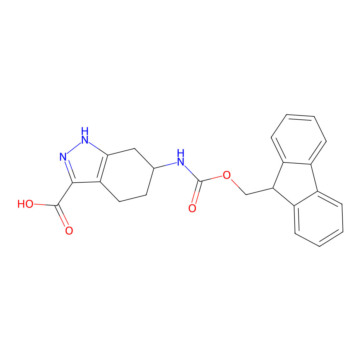 6-({[(9H-fluoren-9-yl)methoxy]carbonyl}amino)-4,5,6,7-tetrahydro-1H-indazole-3-carboxylic acid molecular structure, CAS 2580203-62-7