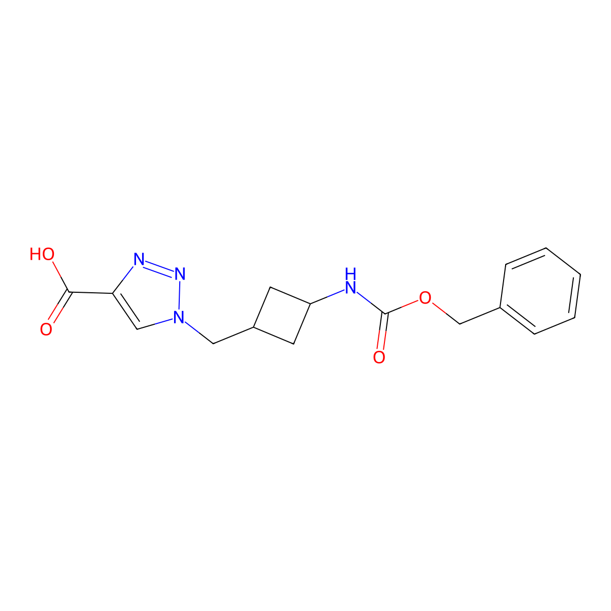 1-[(3-{[(benzyloxy)carbonyl]amino}cyclobutyl)methyl]-1H-1,2,3-triazole-4-carboxylic acid molecular structure, CAS 2580203-68-3