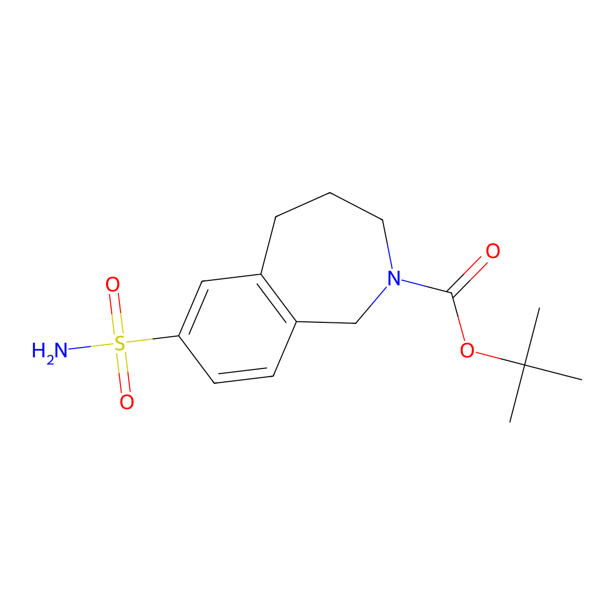 tert-butyl 7-sulfamoyl-2,3,4,5-tetrahydro-1H-2-benzazepine-2-carboxylate molecular structure, CAS 2580203-72-9