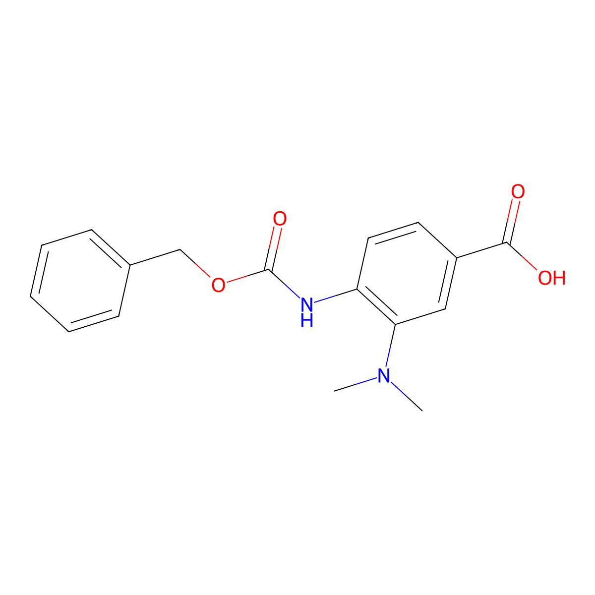 4-{[(Benzyloxy)carbonyl]amino}-3-(dimethylamino)benzoic acid molecular structure, CAS 2580203-76-3