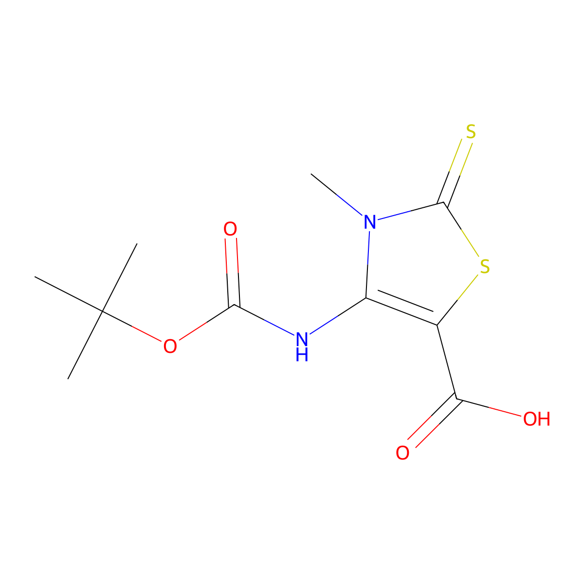 4-{[(Tert-butoxy)carbonyl]amino}-3-methyl-2-sulfanylidene-2,3-dihydro-1,3-thiazole-5-carboxylic acid molecular structure, CAS 2580203-79-6