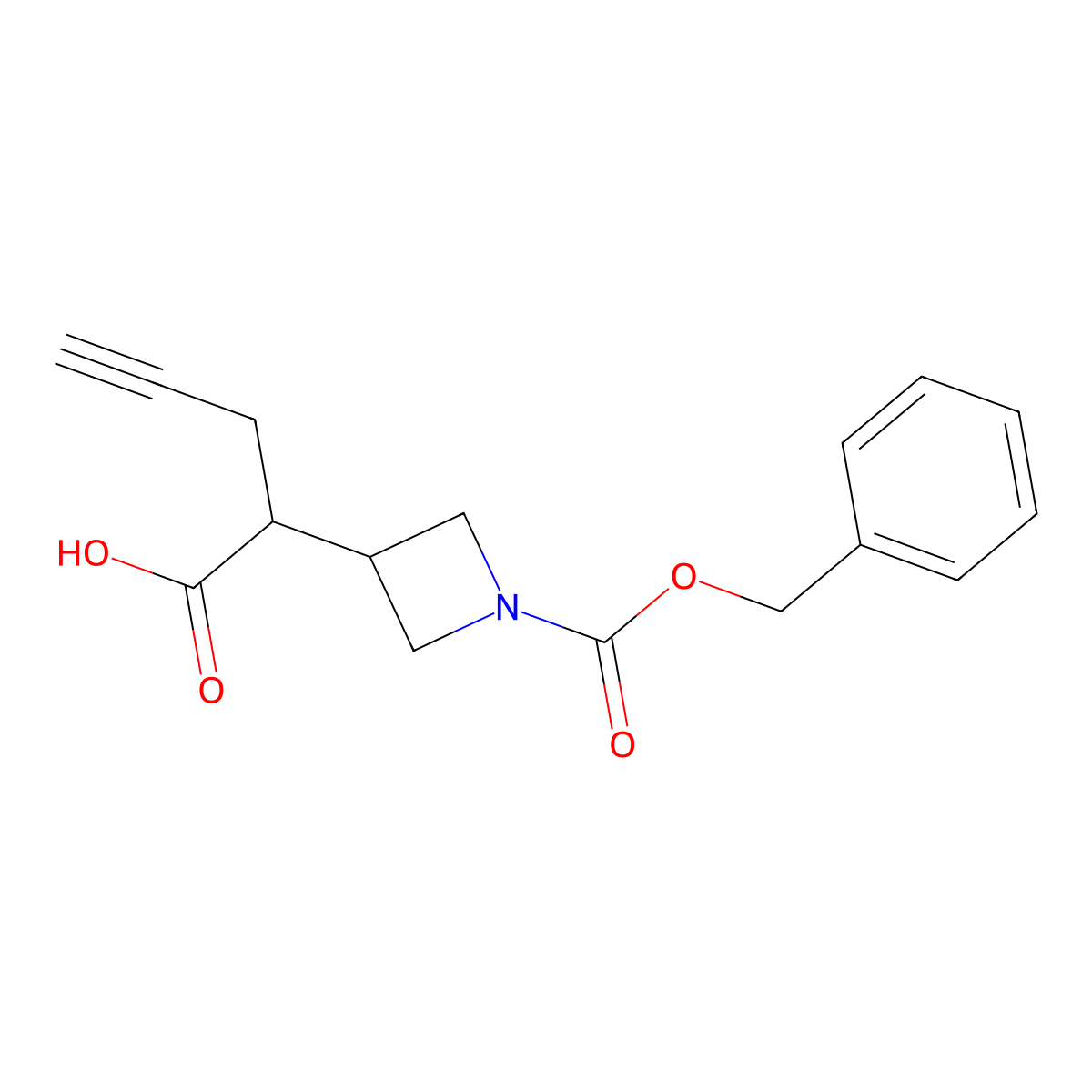 2-{1-[(Benzyloxy)carbonyl]azetidin-3-yl}pent-4-ynoic acid molecular structure, CAS 2580203-80-9
