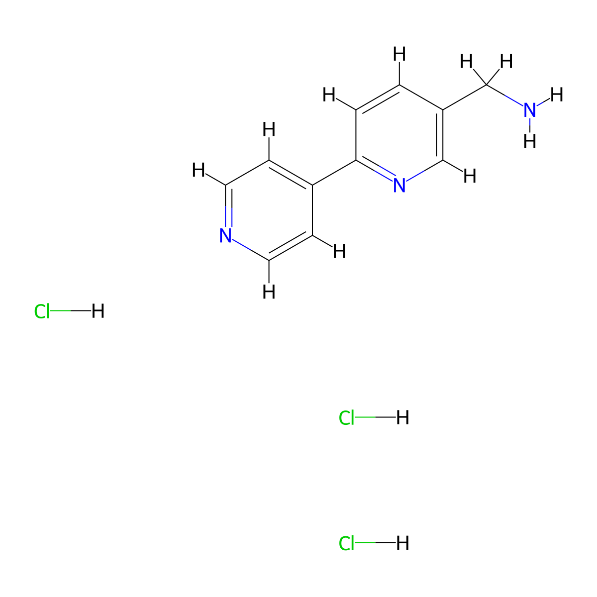 1-{[2,4'-Bipyridin]-5-yl}methanamine trihydrochloride molecular structure, CAS 2580203-81-0