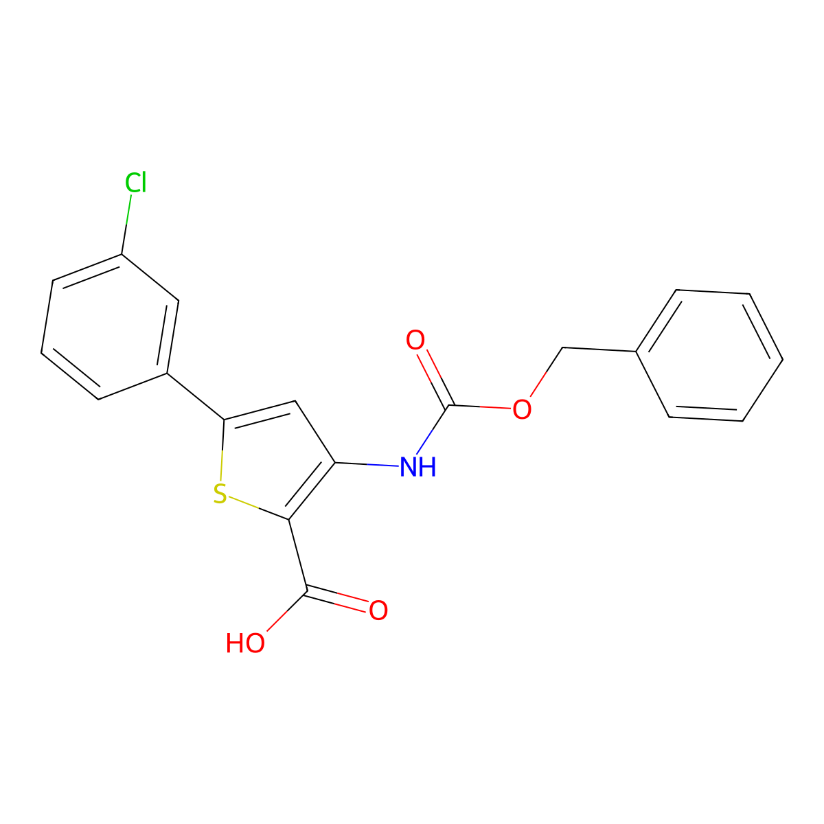 3-{[(Benzyloxy)carbonyl]amino}-5-(3-chlorophenyl)thiophene-2-carboxylic acid molecular structure, CAS 2580203-82-1