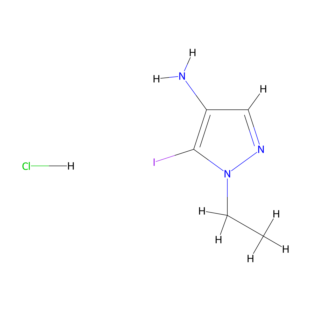 1-ethyl-5-iodo-1H-pyrazol-4-amine hydrochloride molecular structure, CAS 2580203-85-4