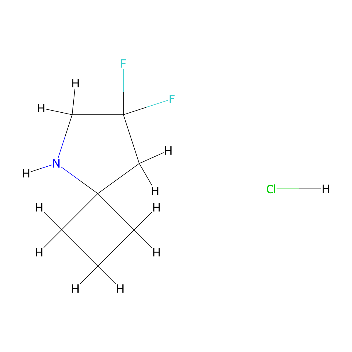 7,7-Difluoro-5-azaspiro[3.4]octane hydrochloride molecular structure, CAS 2580203-87-6