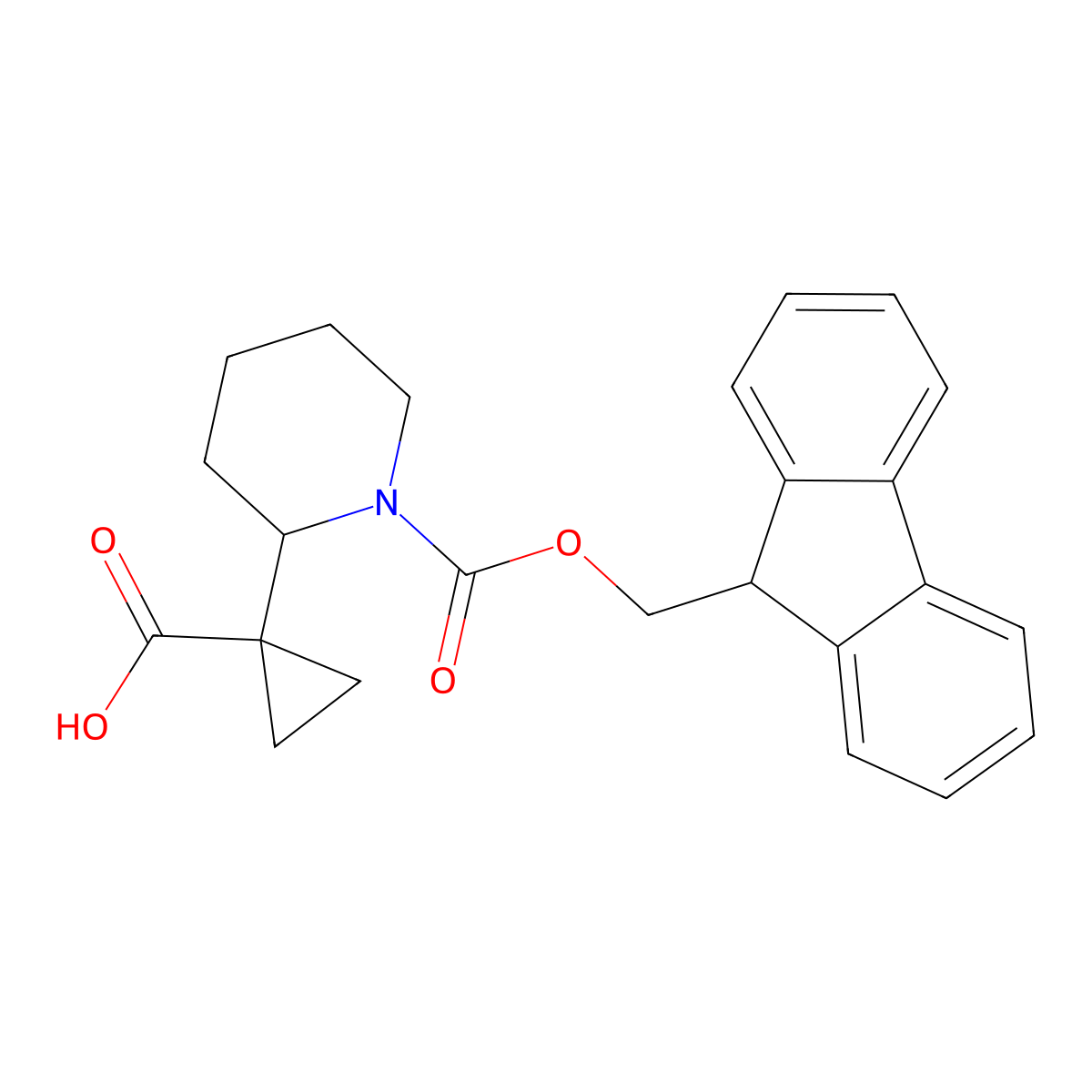 1-(1-{[(9H-fluoren-9-yl)methoxy]carbonyl}piperidin-2-yl)cyclopropane-1-carboxylic acid molecular structure, CAS 2580203-97-8