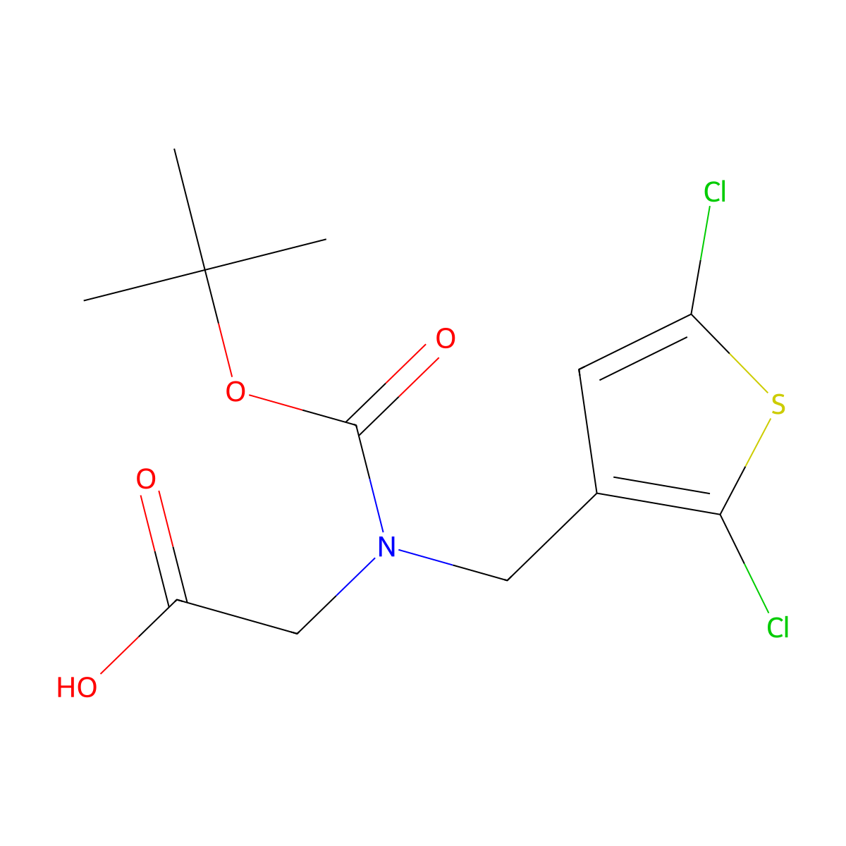 2-{[(Tert-butoxy)carbonyl][(2,5-dichlorothiophen-3-yl)methyl]amino}acetic acid molecular structure, CAS 2580203-99-0