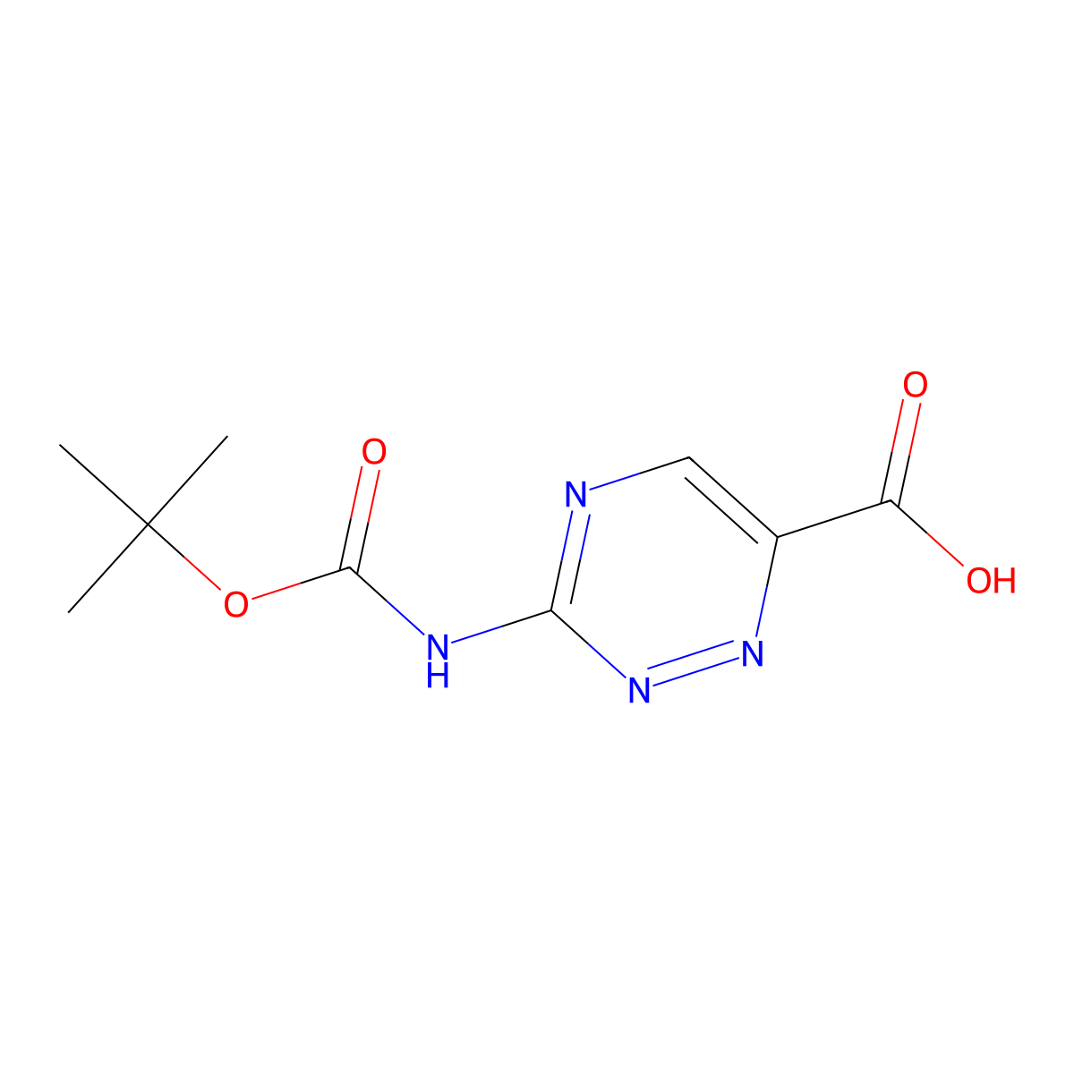3-{[(Tert-butoxy)carbonyl]amino}-1,2,4-triazine-6-carboxylic acid molecular structure, CAS 2580204-01-7