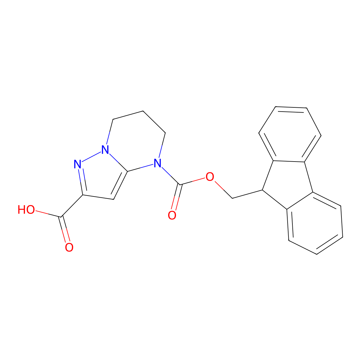 4-{[(9H-fluoren-9-yl)methoxy]carbonyl}-4H,5H,6H,7H-pyrazolo[1,5-a]pyrimidine-2-carboxylic acid molecular structure, CAS 2580204-02-8