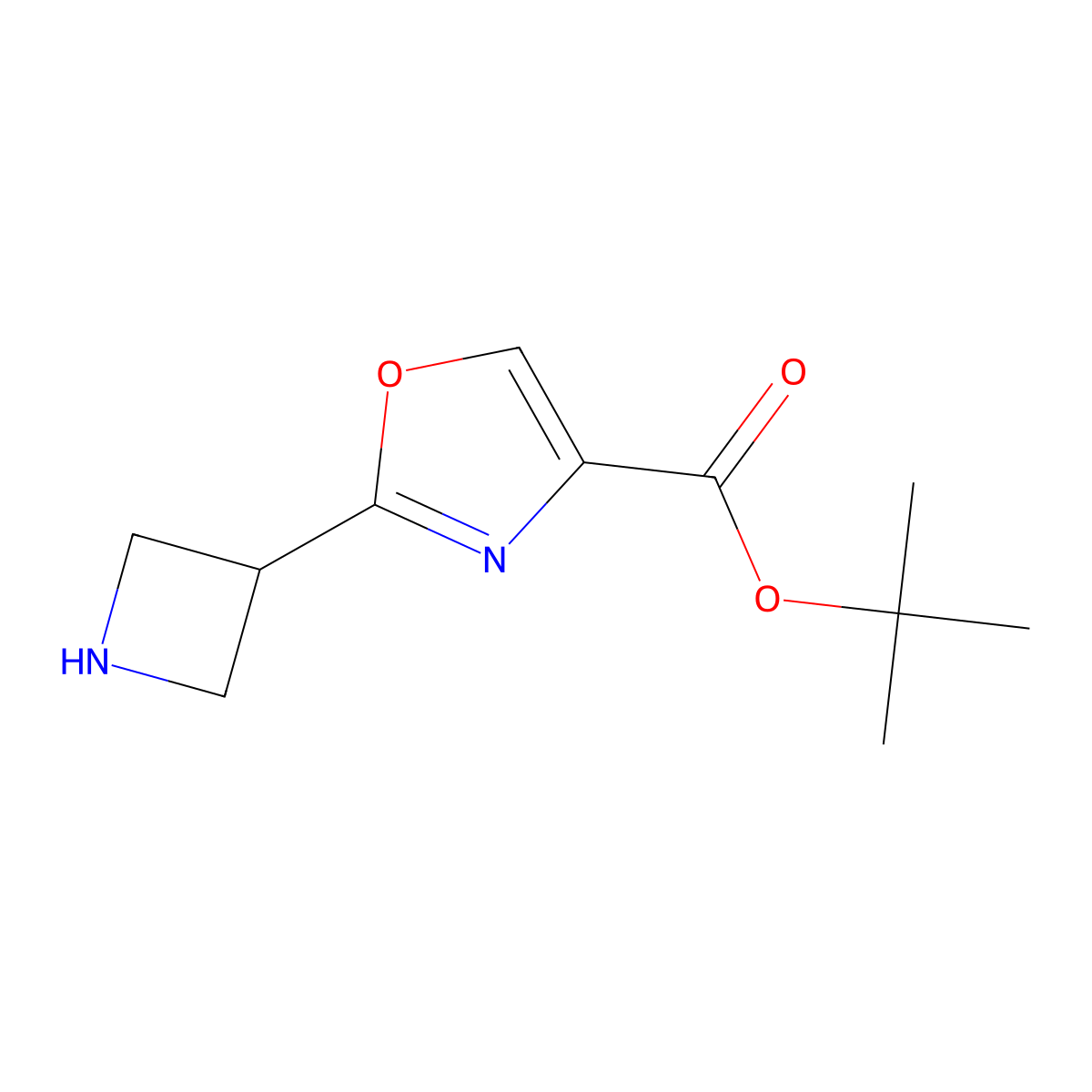 Tert-butyl 2-(azetidin-3-yl)-1,3-oxazole-4-carboxylate molecular structure, CAS 2580204-03-9
