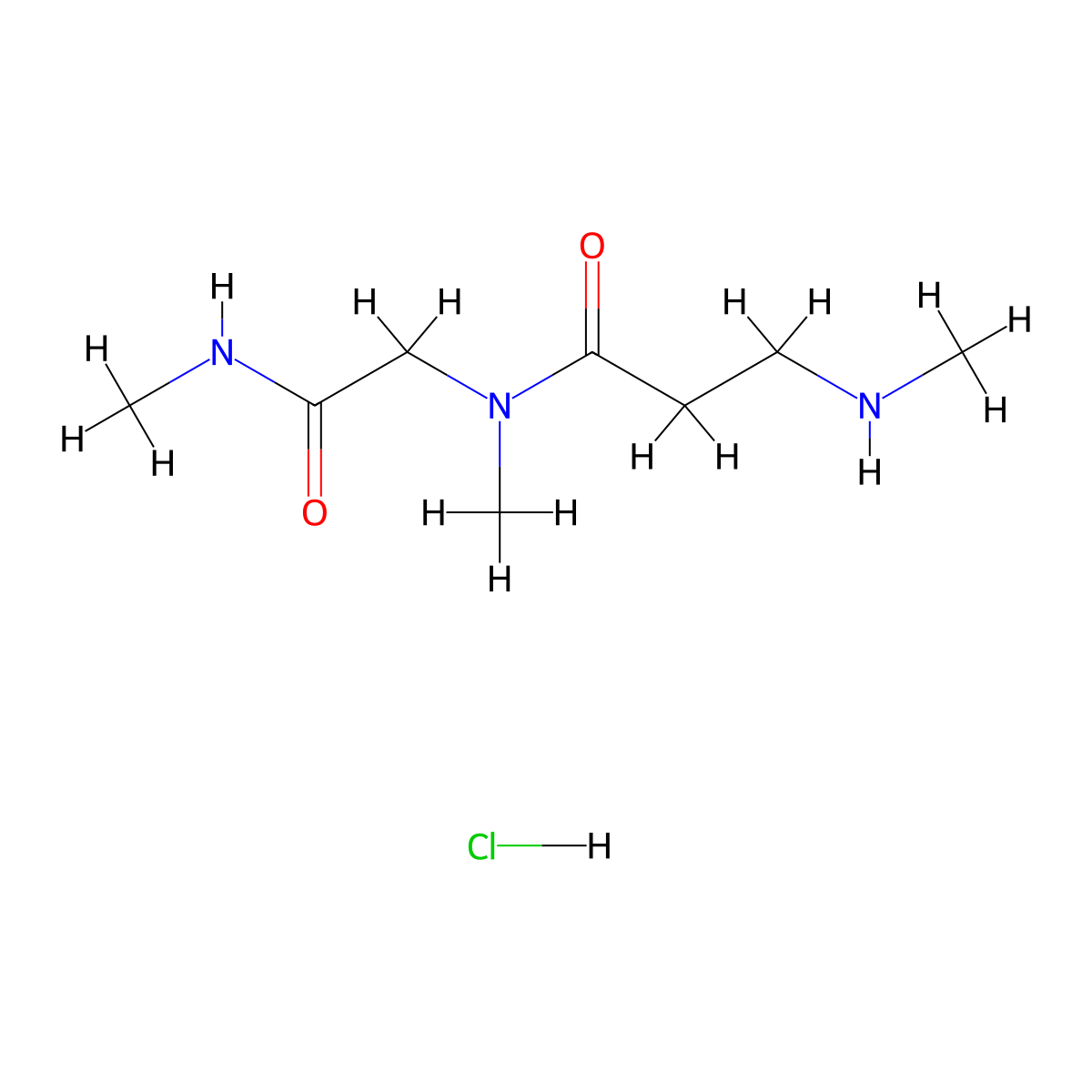 N-methyl-3-(methylamino)-N-((methylcarbamoyl)methyl)propanamide hydrochloride molecular structure, CAS 2580204-17-5