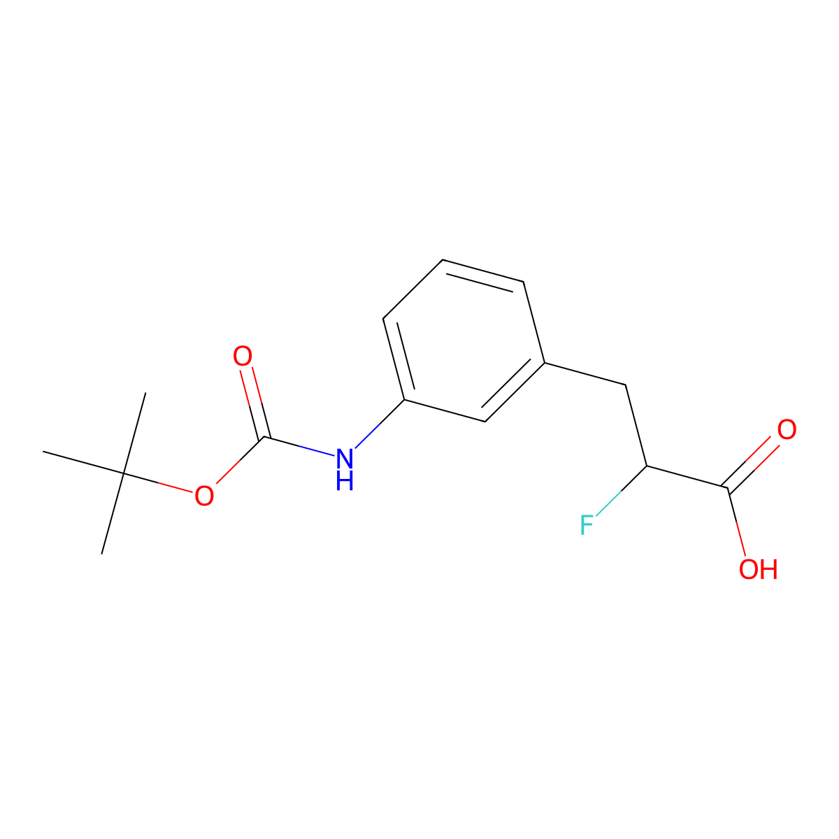 3-(3-{[(Tert-butoxy)carbonyl]amino}phenyl)-2-fluoropropanoic acid molecular structure, CAS 2580204-19-7