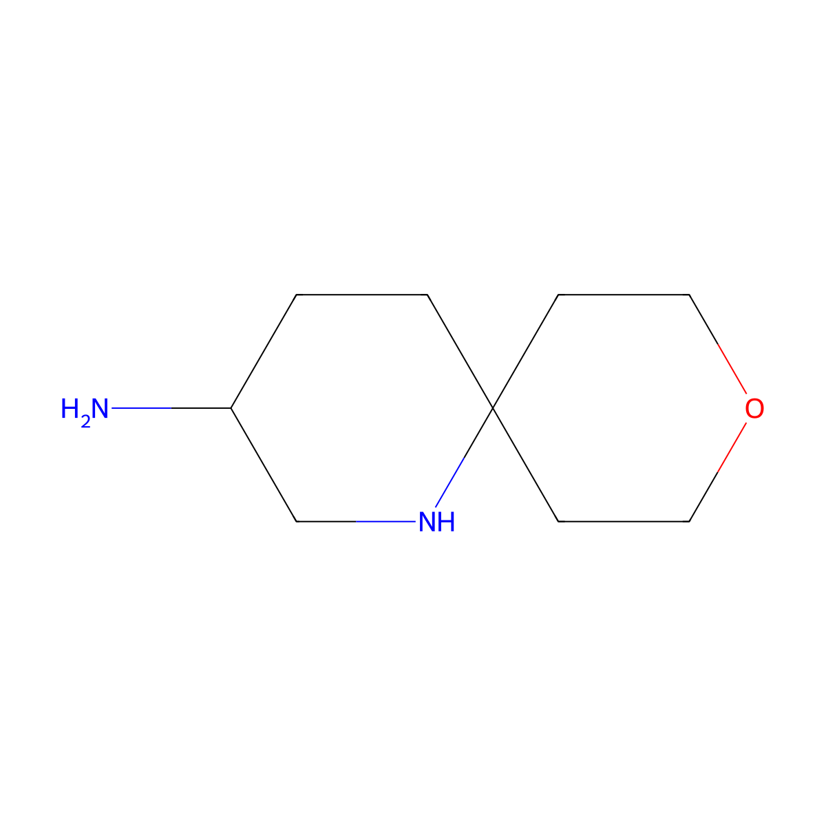 9-Oxa-1-azaspiro[5.5]undecan-3-amine molecular structure, CAS 2580204-24-4