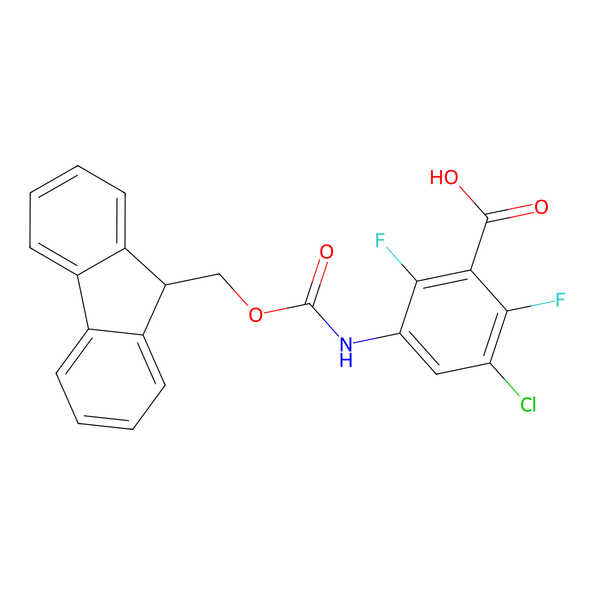 3-chloro-5-({[(9H-fluoren-9-yl)methoxy]carbonyl}amino)-2,6-difluorobenzoic acid molecular structure, CAS 2580204-27-7
