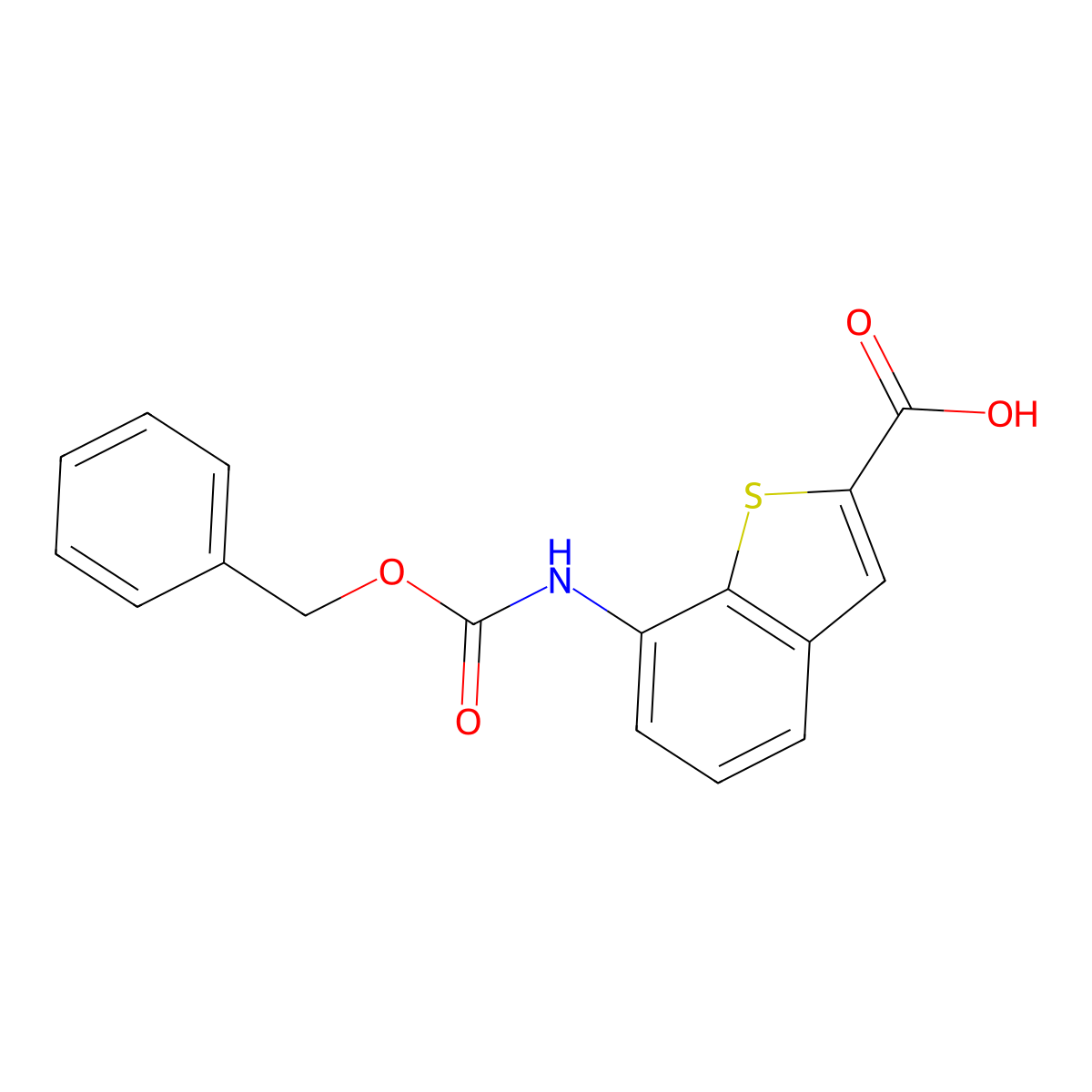 7-{[(Benzyloxy)carbonyl]amino}-1-benzothiophene-2-carboxylic acid molecular structure, CAS 2580204-29-9