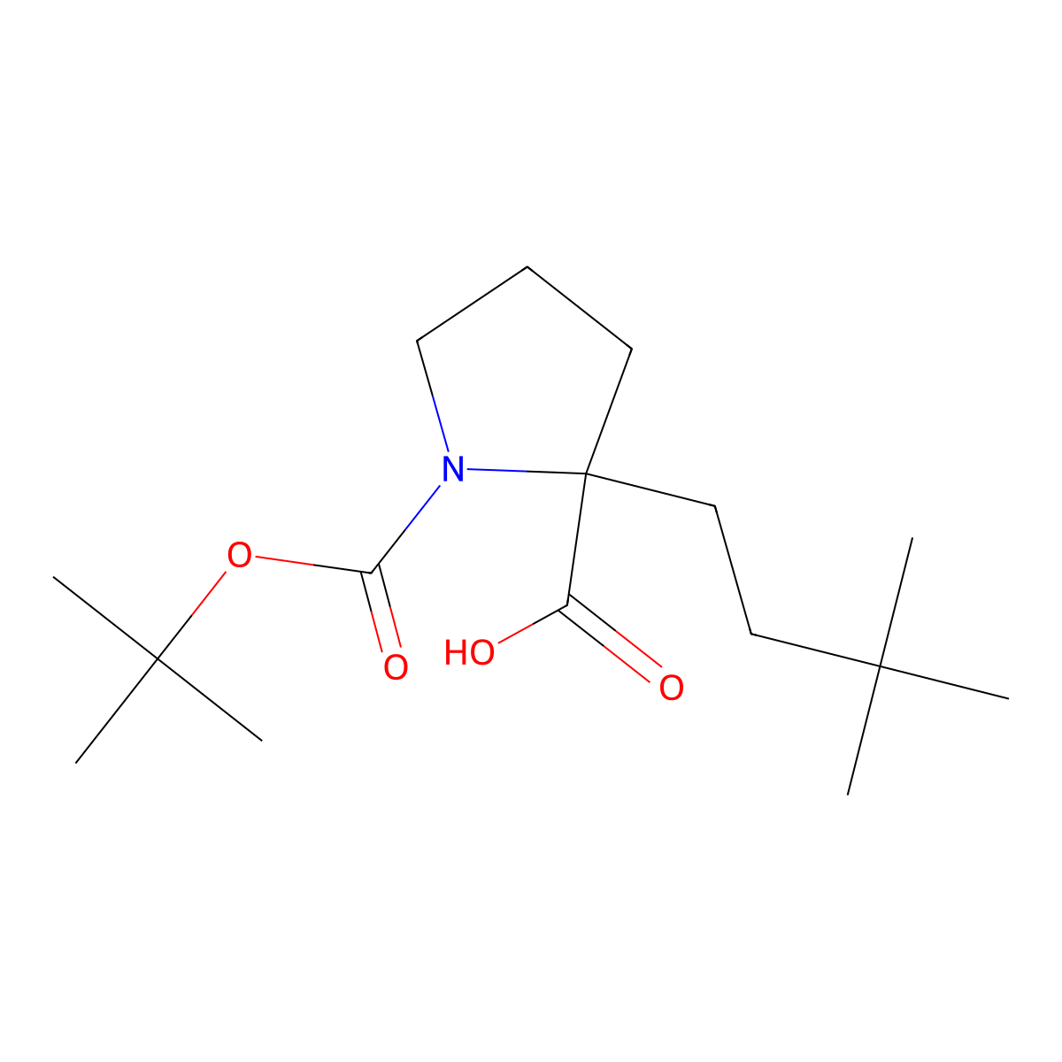 1-[(Tert-butoxy)carbonyl]-2-(3,3-dimethylbutyl)pyrrolidine-2-carboxylic acid molecular structure, CAS 2580204-30-2