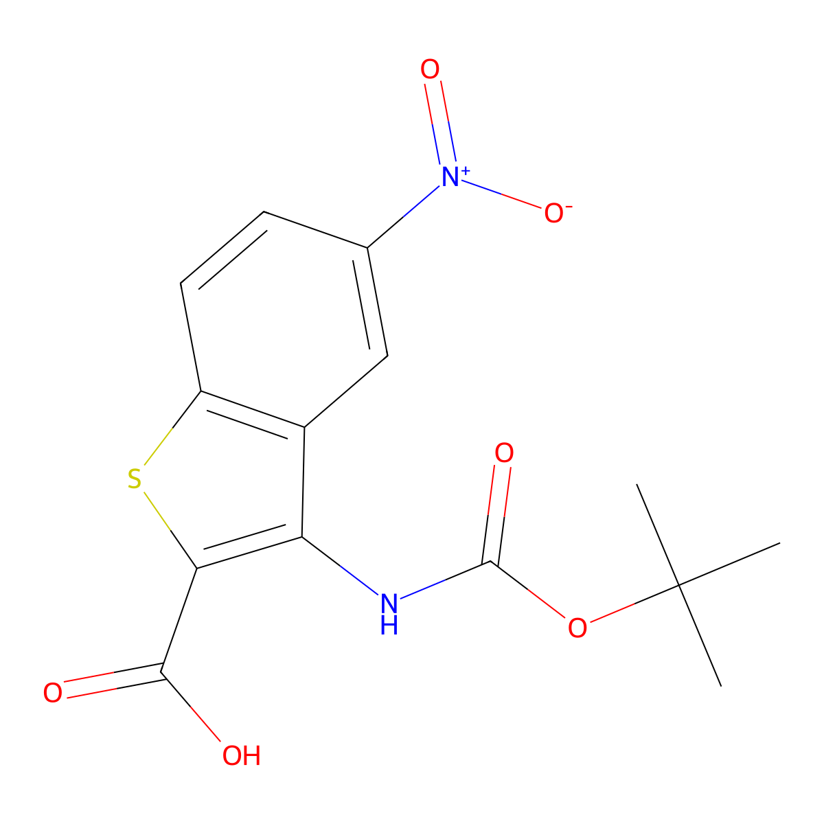3-{[(Tert-butoxy)carbonyl]amino}-5-nitro-1-benzothiophene-2-carboxylic acid molecular structure, CAS 2580204-32-4