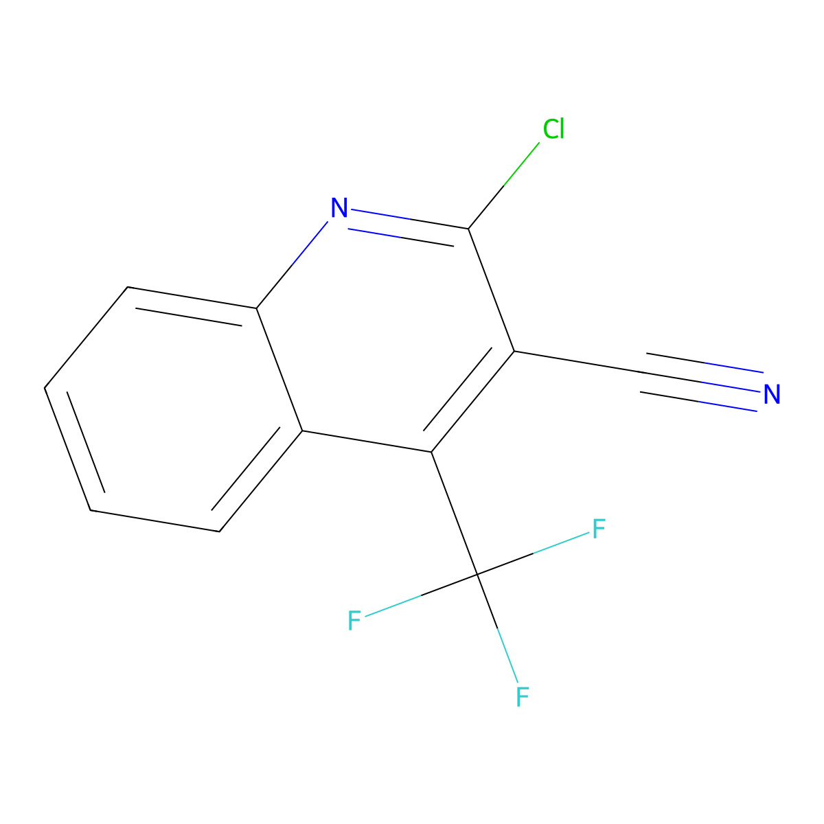 2-Chloro-4-(trifluoromethyl)quinoline-3-carbonitrile molecular structure, CAS 2580204-33-5