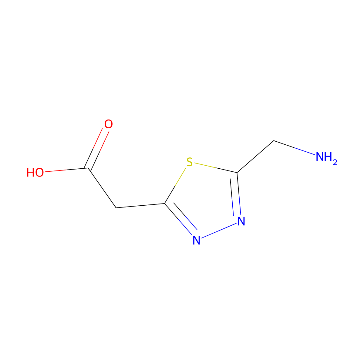 2-[5-(Aminomethyl)-1,3,4-thiadiazol-2-yl]acetic acid molecular structure, CAS 2580204-40-4