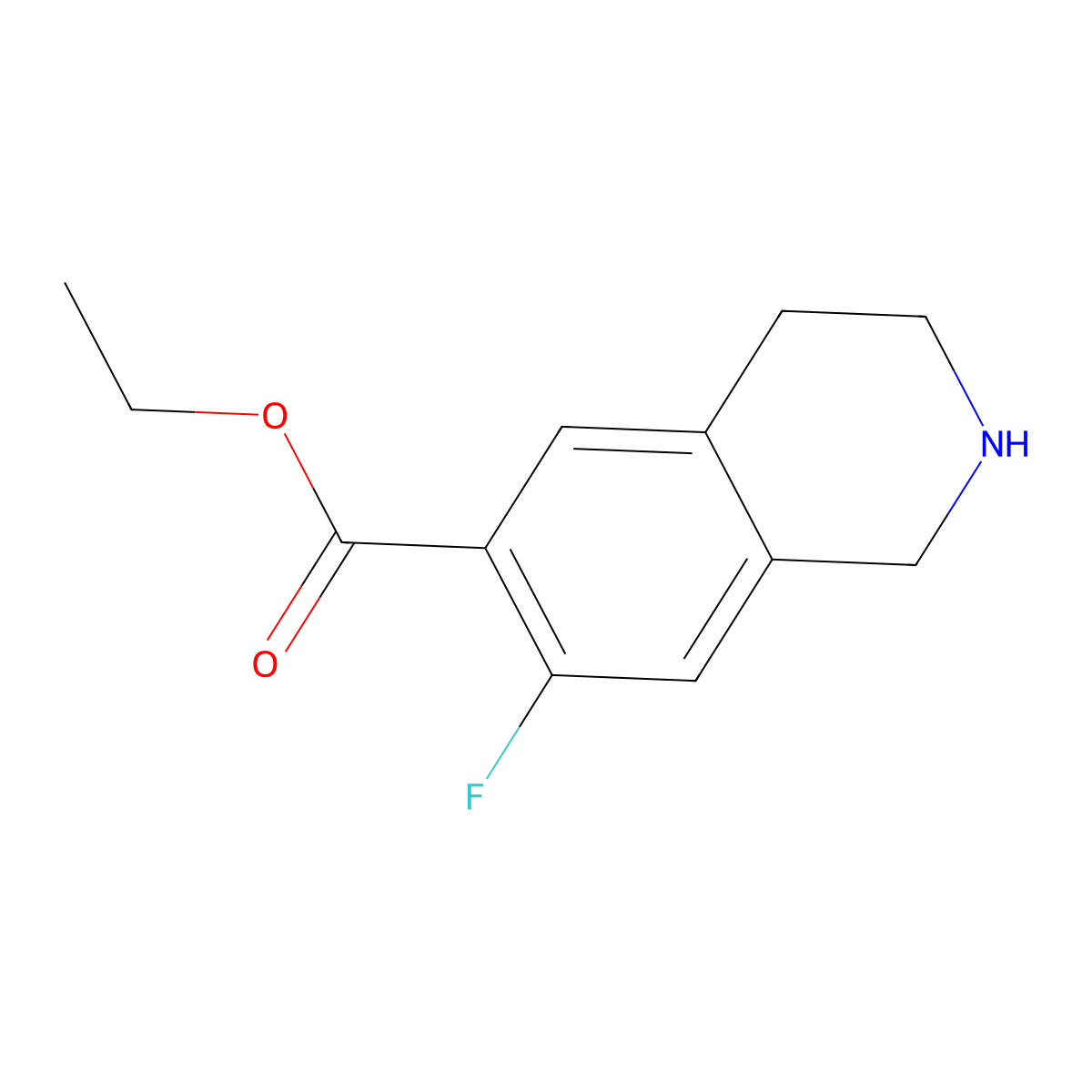 Ethyl 7-fluoro-1,2,3,4-tetrahydroisoquinoline-6-carboxylate molecular structure, CAS 2580204-50-6