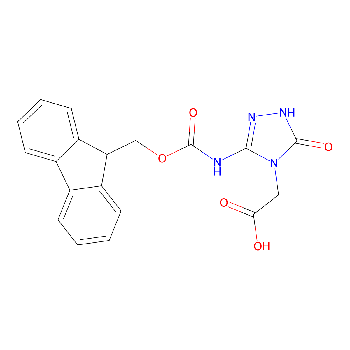 2-[3-({[(9H-fluoren-9-yl)methoxy]carbonyl}amino)-5-oxo-4,5-dihydro-1H-1,2,4-triazol-4-yl]acetic acid molecular structure, CAS 2580204-60-8
