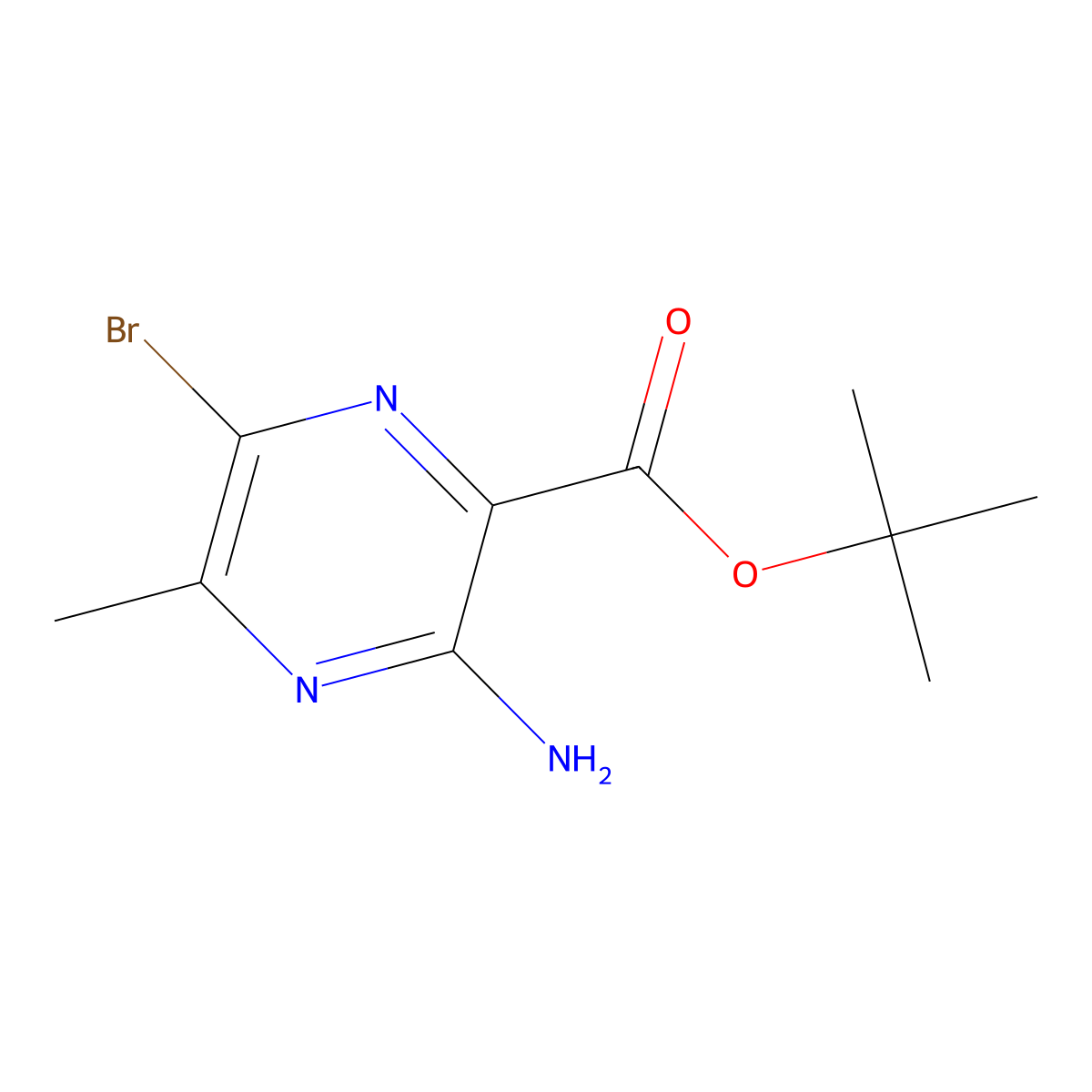 Tert-butyl 3-amino-6-bromo-5-methylpyrazine-2-carboxylate molecular structure, CAS 2580204-63-1