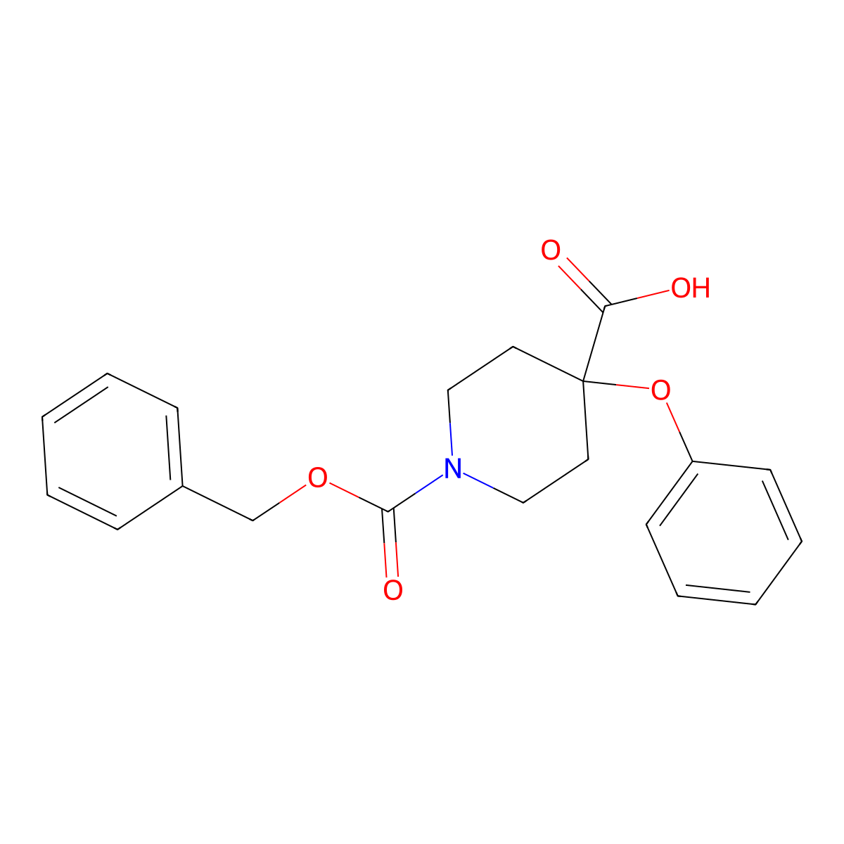 1-[(Benzyloxy)carbonyl]-4-phenoxypiperidine-4-carboxylic acid molecular structure, CAS 2580204-67-5