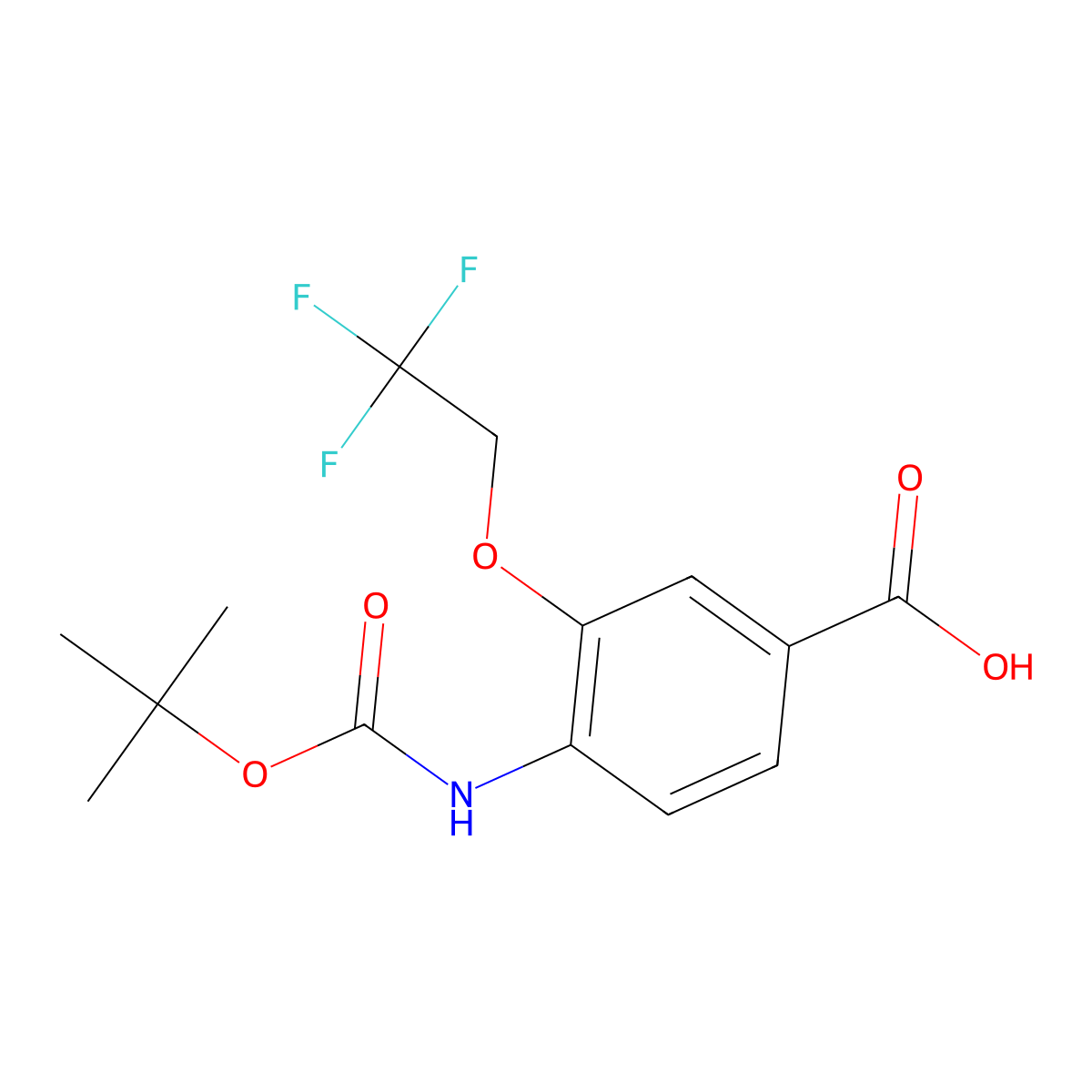 4-{[(Tert-butoxy)carbonyl]amino}-3-(2,2,2-trifluoroethoxy)benzoic acid molecular structure, CAS 2580204-75-5