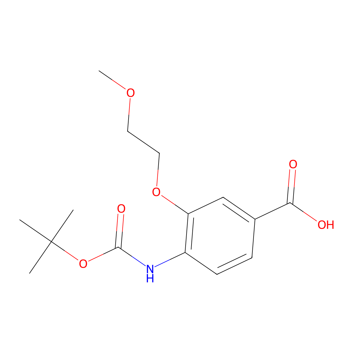 4-{[(Tert-butoxy)carbonyl]amino}-3-(2-methoxyethoxy)benzoic acid molecular structure, CAS 2580204-83-5