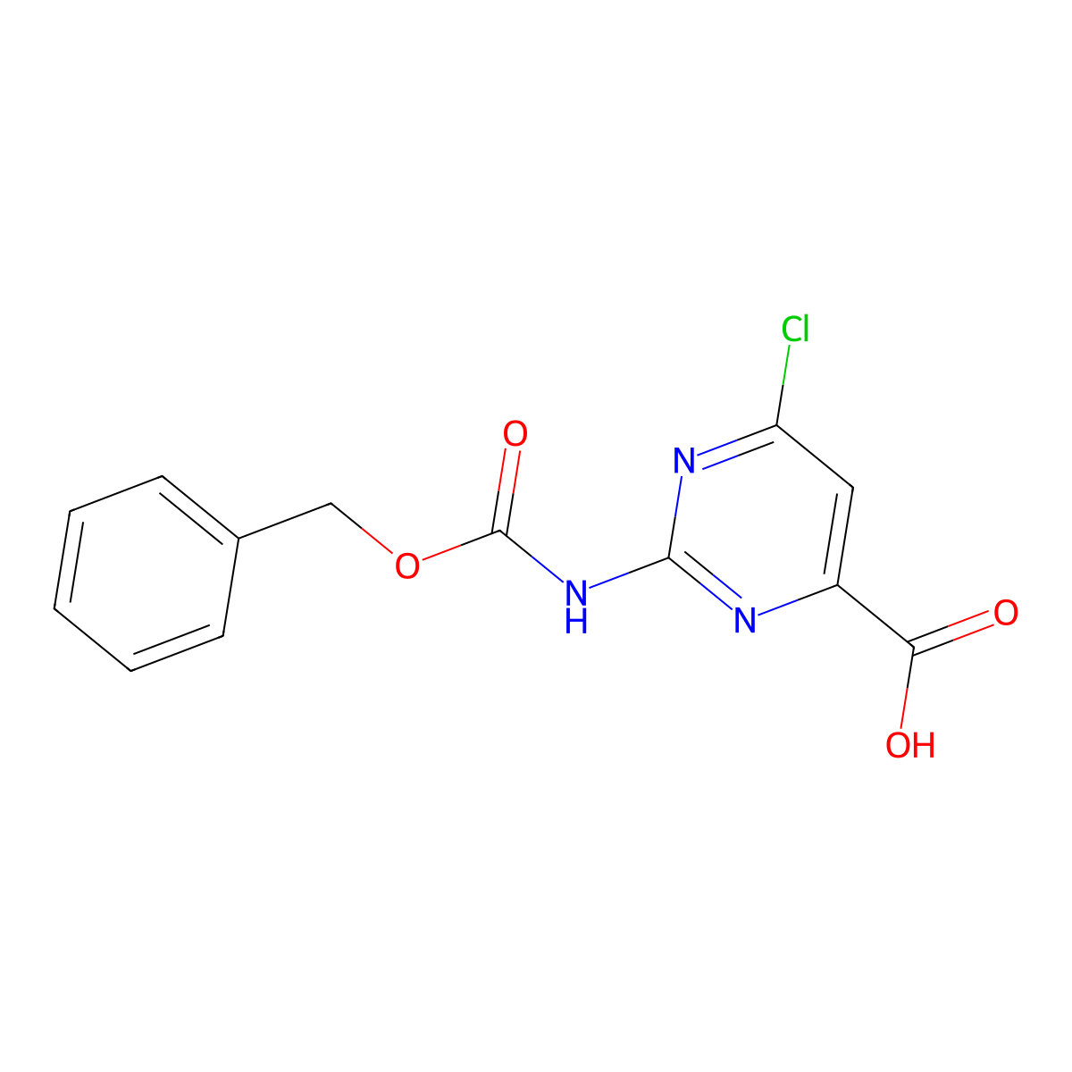 2-{[(Benzyloxy)carbonyl]amino}-6-chloropyrimidine-4-carboxylic acid molecular structure, CAS 2580204-98-2