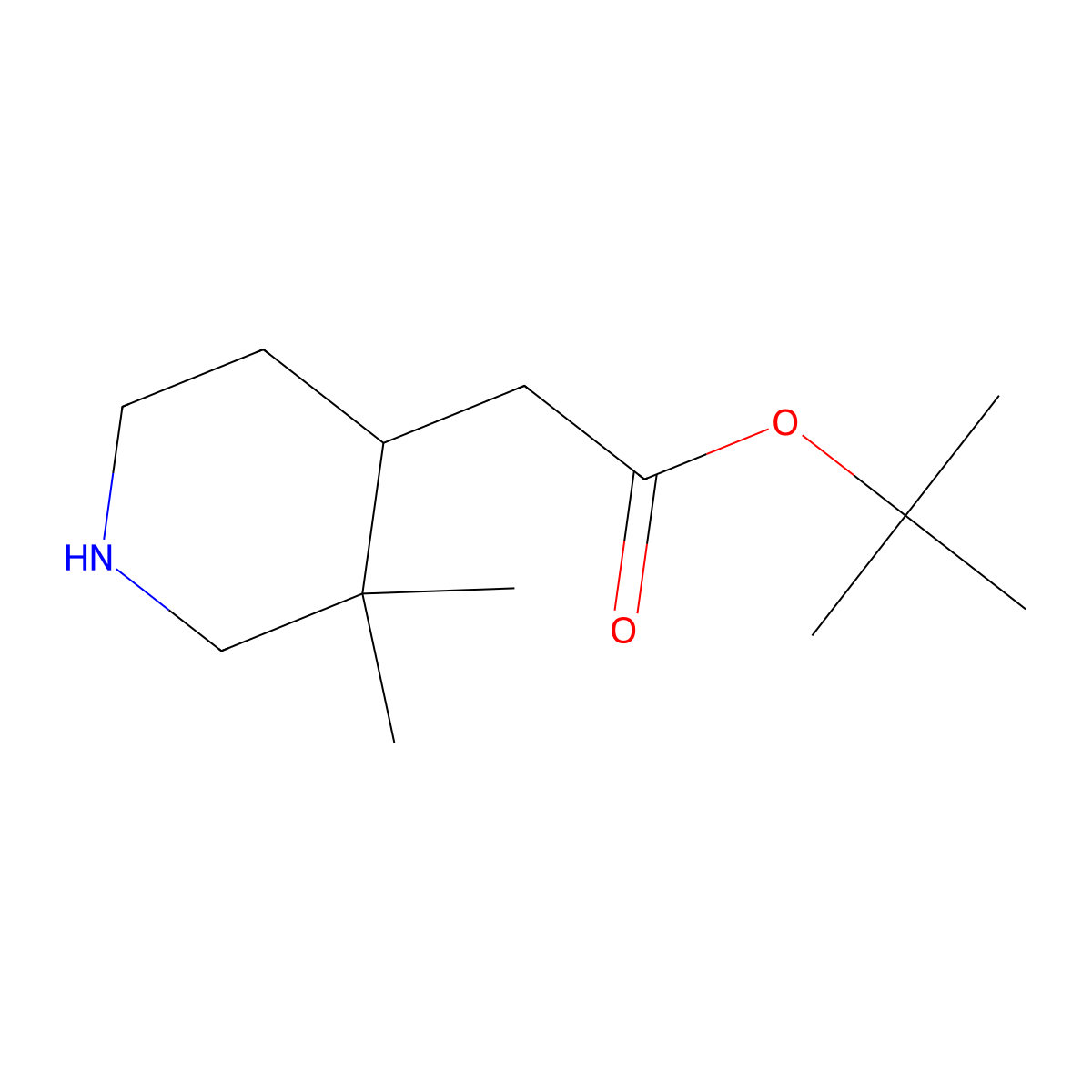 Tert-butyl 2-(3,3-dimethylpiperidin-4-yl)acetate molecular structure, CAS 2580205-15-6