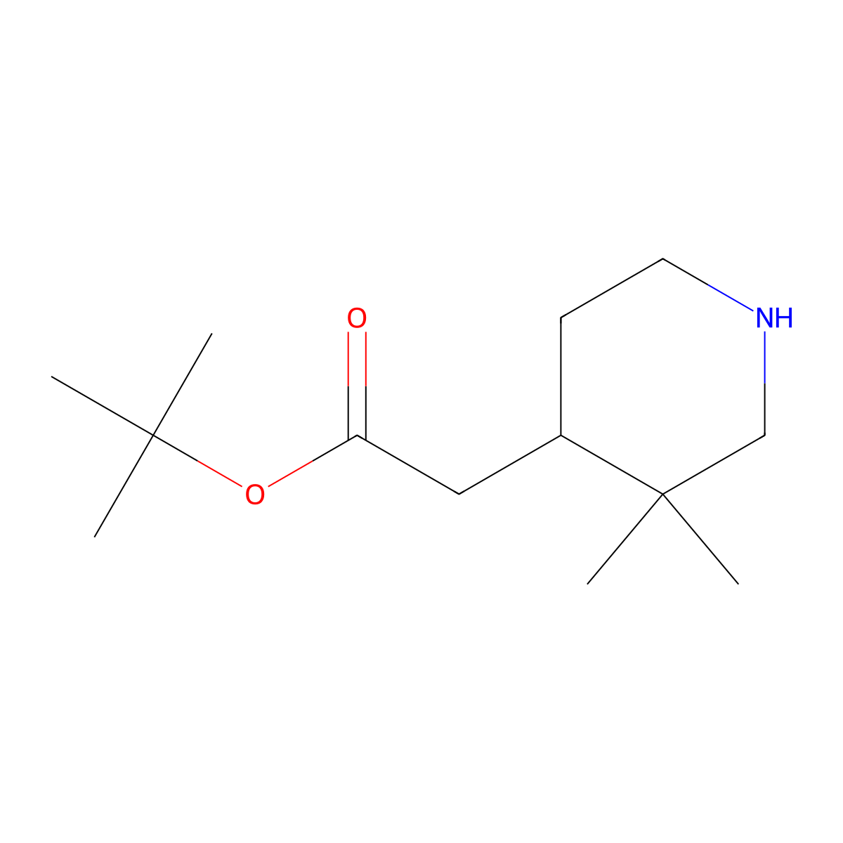 Tert-butyl 2-(3,3-dimethylpiperidin-4-yl)acetate molecular structure, CAS 2580205-15-6