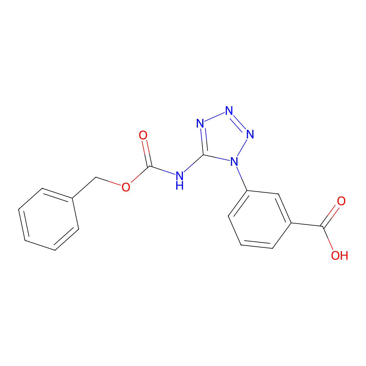 3-(5-{[(benzyloxy)carbonyl]amino}-1H-1,2,3,4-tetrazol-1-yl)benzoic acid molecular structure, CAS 2580205-25-8