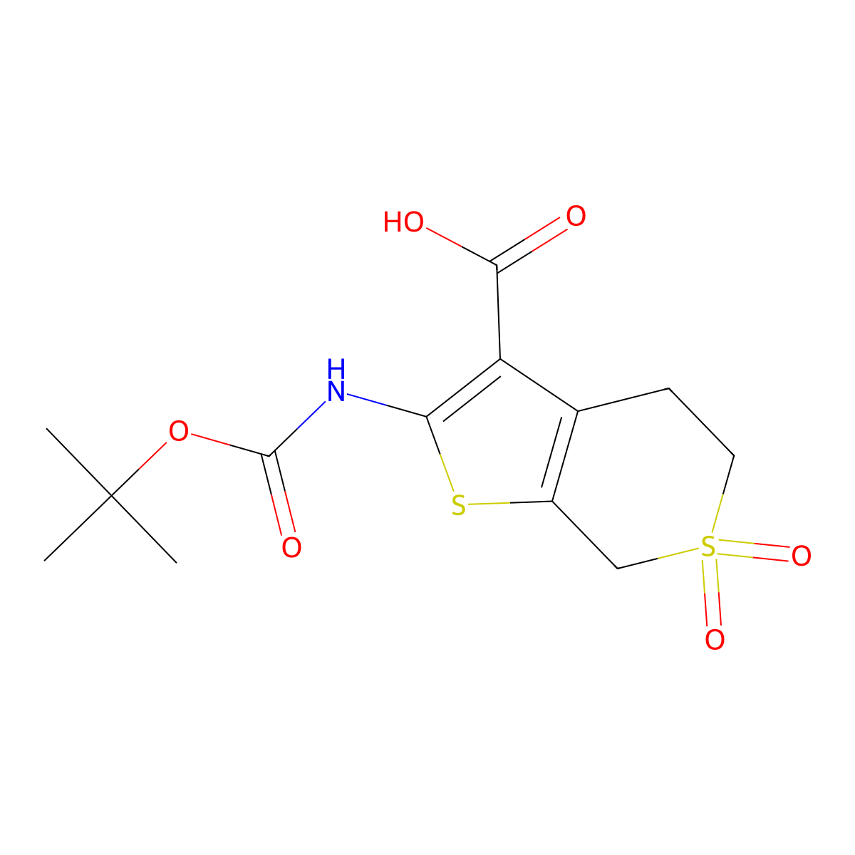 2-{[(tert-butoxy)carbonyl]amino}-6,6-dioxo-4H,5H,7H-6lambda6-thieno[2,3-c]thiopyran-3-carboxylic acid molecular structure, CAS 2580205-31-6