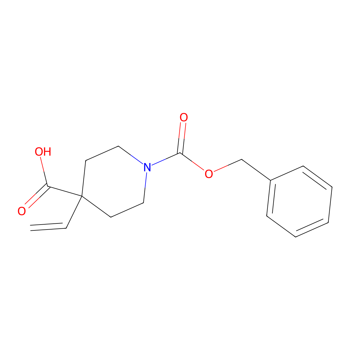 1-[(Benzyloxy)carbonyl]-4-ethenylpiperidine-4-carboxylic acid molecular structure, CAS 2580205-40-7