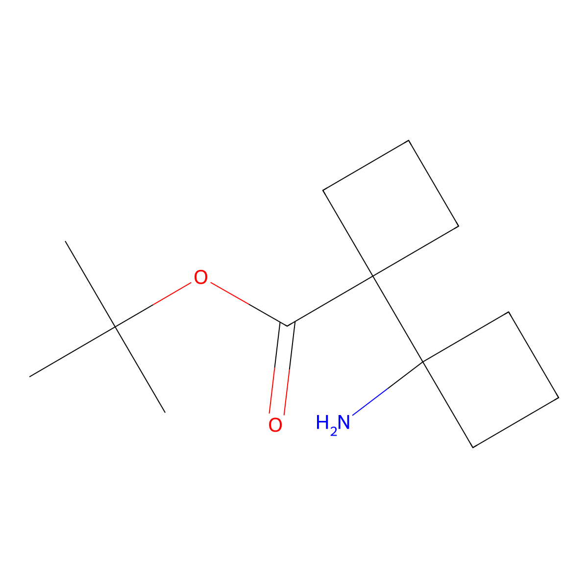 Tert-butyl 1'-amino-[1,1'-bi(cyclobutane)]-1-carboxylate molecular structure, CAS 2580205-47-4