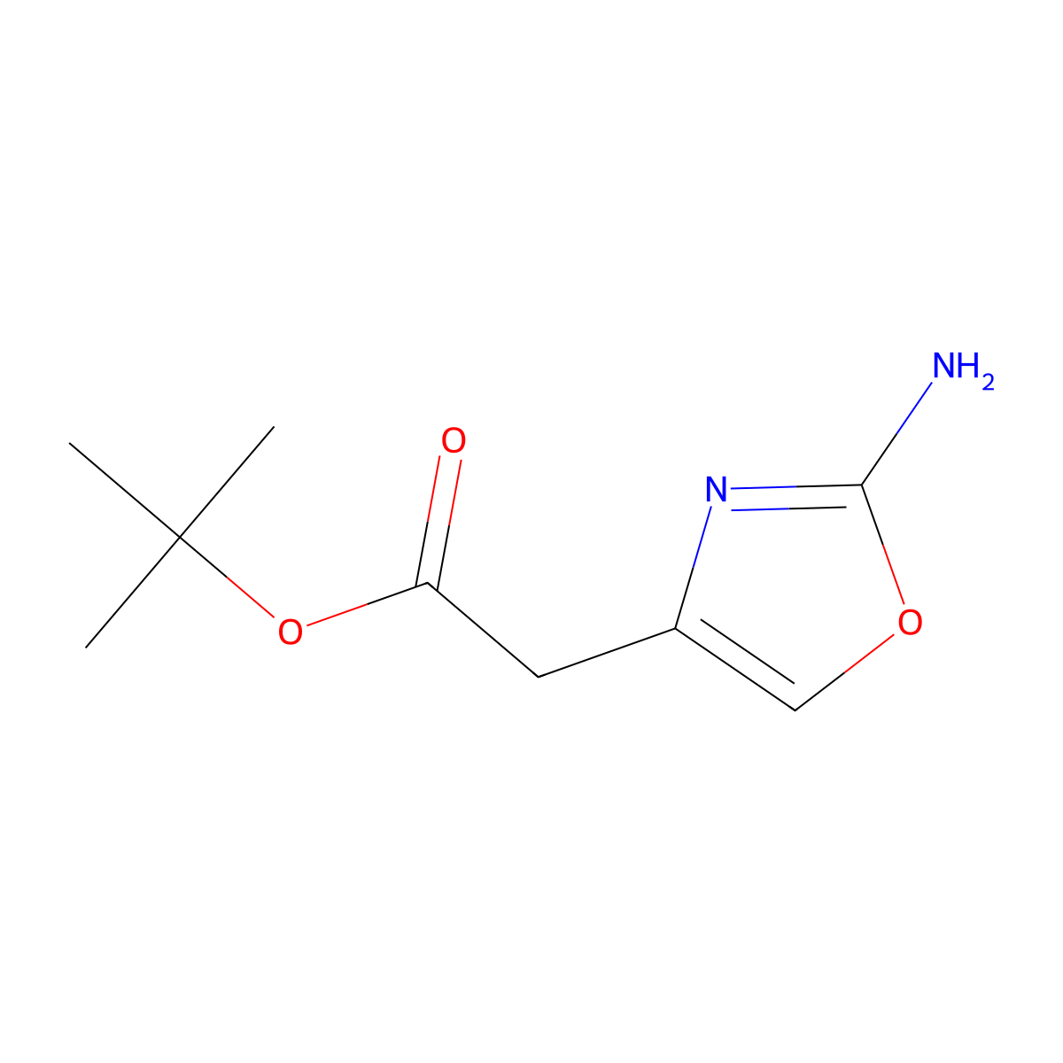 Tert-butyl 2-(2-amino-1,3-oxazol-4-yl)acetate molecular structure, CAS 2580205-52-1