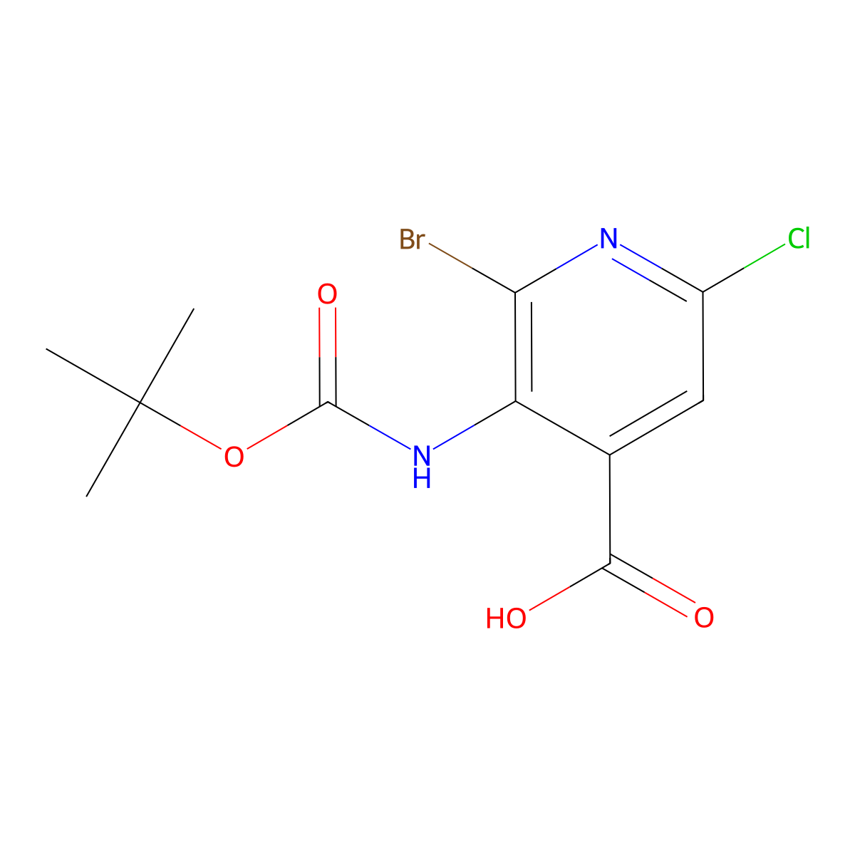 2-Bromo-3-{[(tert-butoxy)carbonyl]amino}-6-chloropyridine-4-carboxylic acid molecular structure, CAS 2580205-56-5