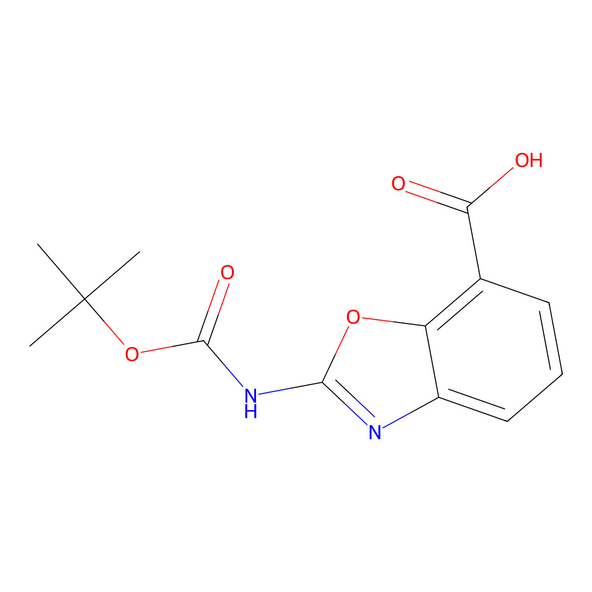2-{[(Tert-butoxy)carbonyl]amino}-1,3-benzoxazole-7-carboxylic acid molecular structure, CAS 2580205-62-3