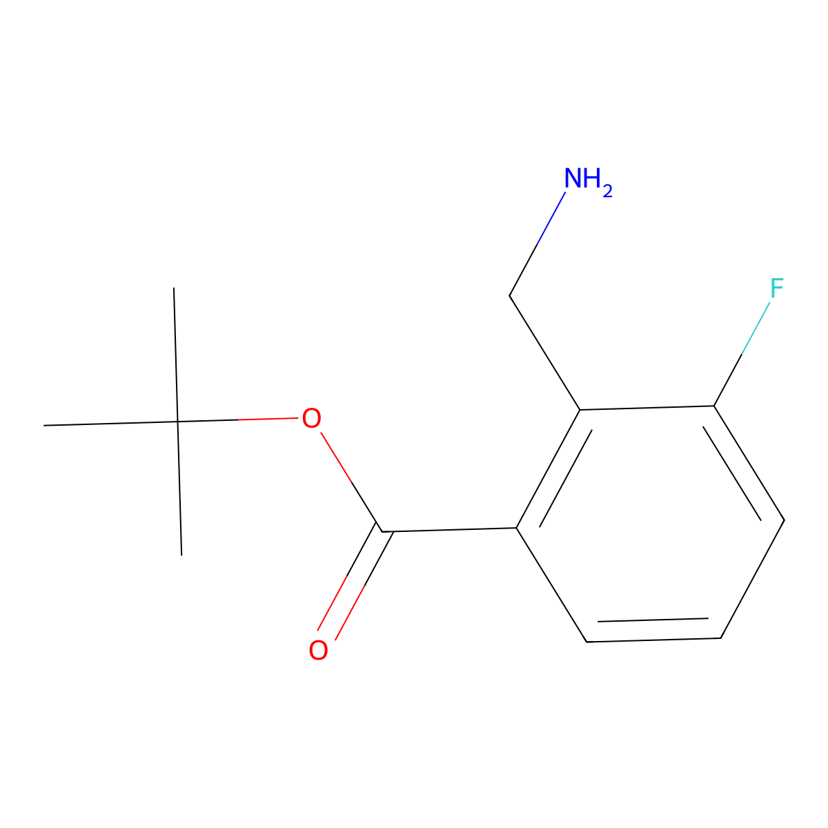Tert-butyl 2-(aminomethyl)-3-fluorobenzoate molecular structure, CAS 2580205-71-4