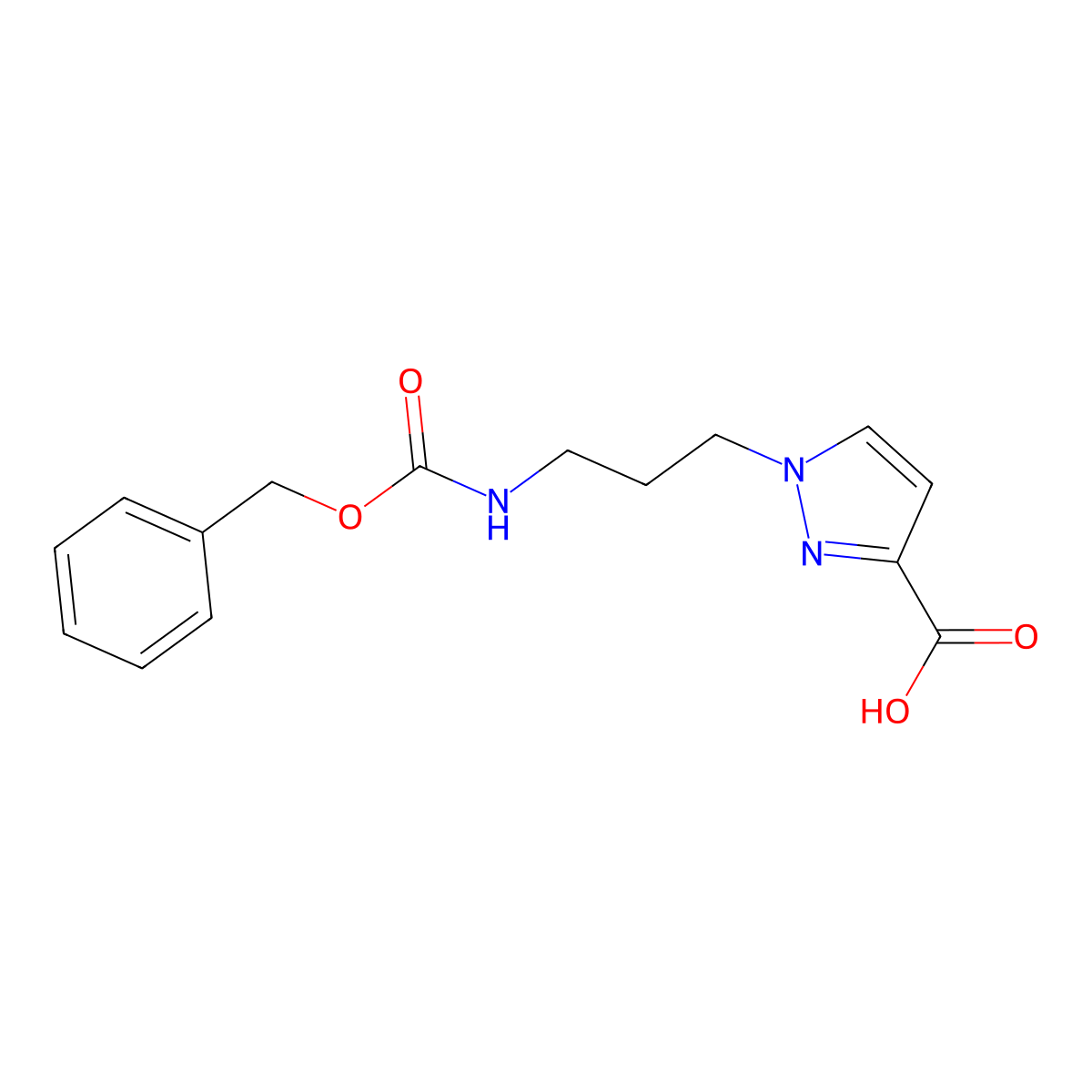 1-(3-{[(benzyloxy)carbonyl]amino}propyl)-1H-pyrazole-3-carboxylic acid molecular structure, CAS 2580205-79-2
