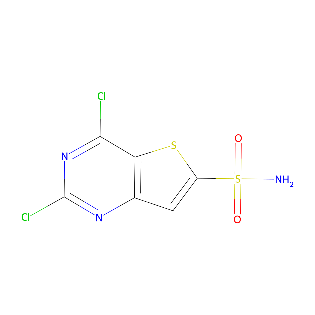 2,4-Dichlorothieno[3,2-d]pyrimidine-6-sulfonamide molecular structure, CAS 2580205-82-7