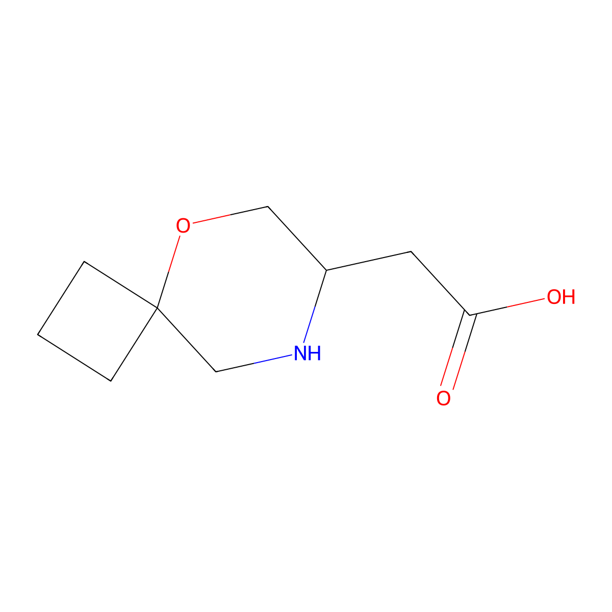 2-{5-Oxa-8-azaspiro[3.5]nonan-7-yl}acetic acid molecular structure, CAS 2580205-83-8
