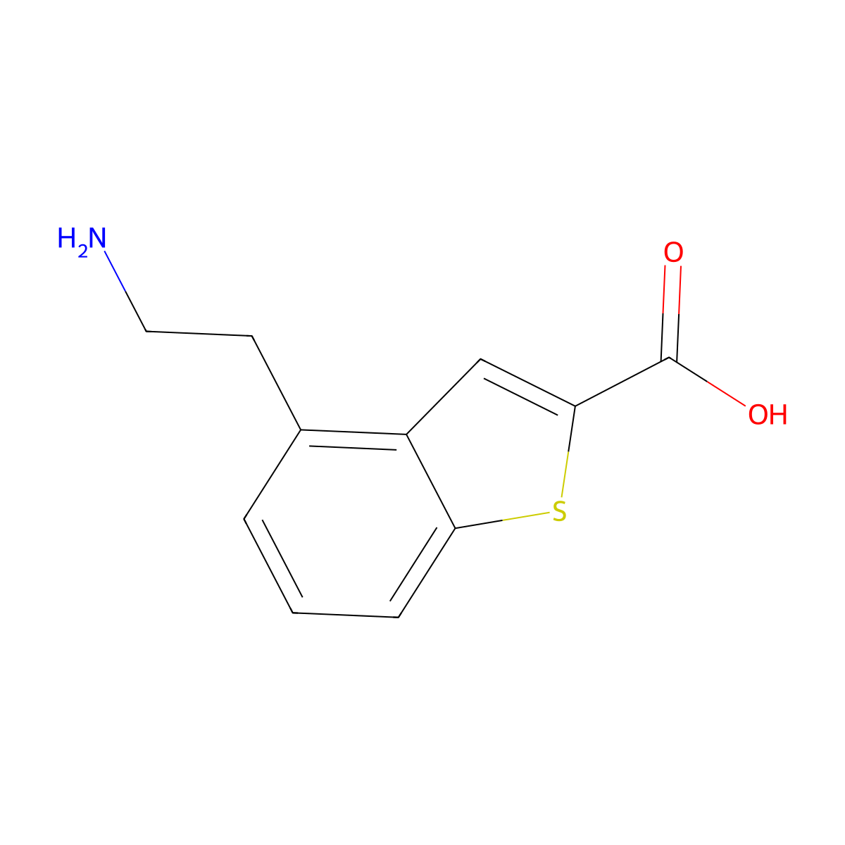 4-(2-Aminoethyl)-1-benzothiophene-2-carboxylic acid molecular structure, CAS 2580205-84-9