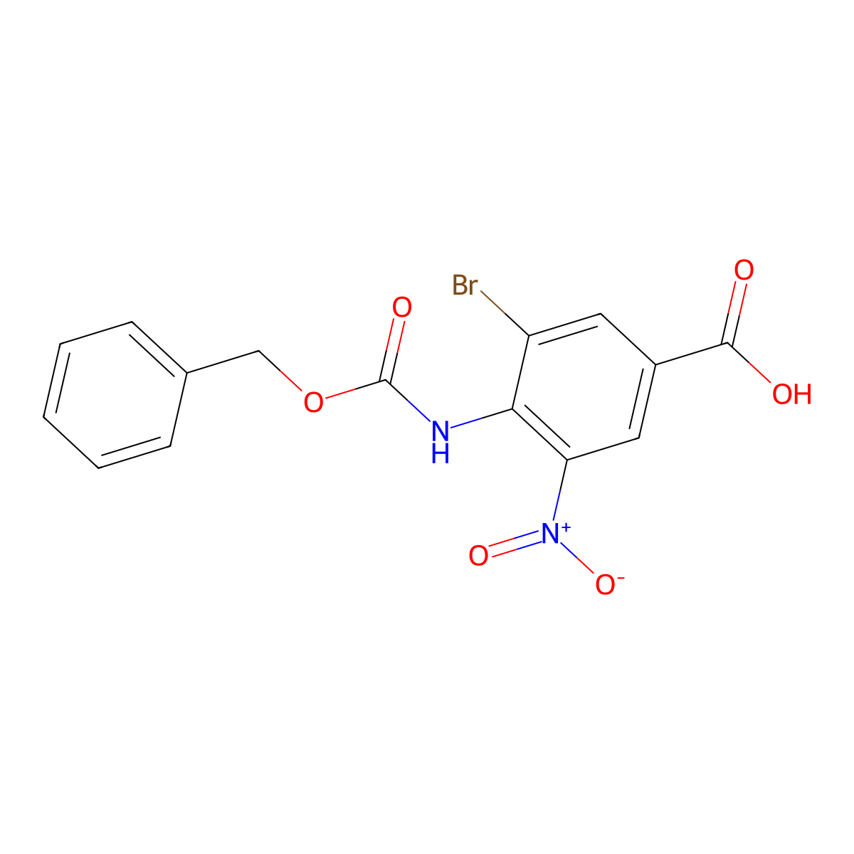 4-{[(Benzyloxy)carbonyl]amino}-3-bromo-5-nitrobenzoic acid molecular structure, CAS 2580205-89-4
